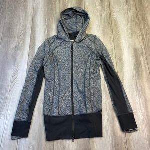 Lululemon Daily Practice Jacket Womens Size 4 Rio Mist Gray Black Full ZIp Gym *